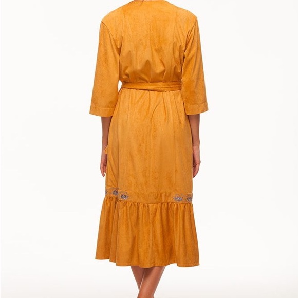 2Kolyory Embroidered Suede Like Dress/Jacket Mustard Color - Picture 2 of 13